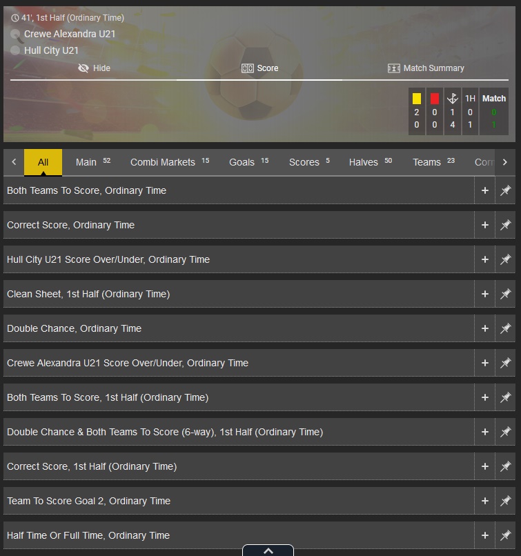 Live sports betting view page 1